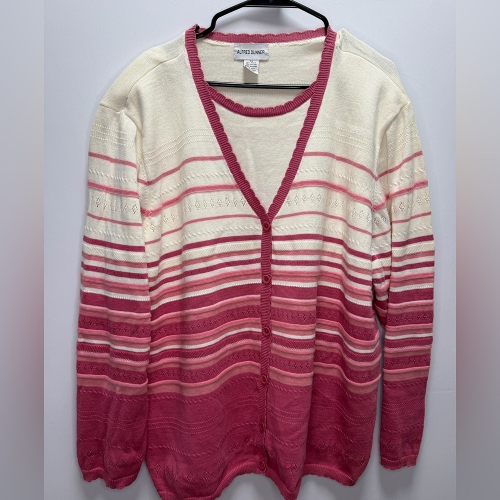 EUC Alfred Dunner Cream And White Layered Striped Sweater | Plus Size 3X